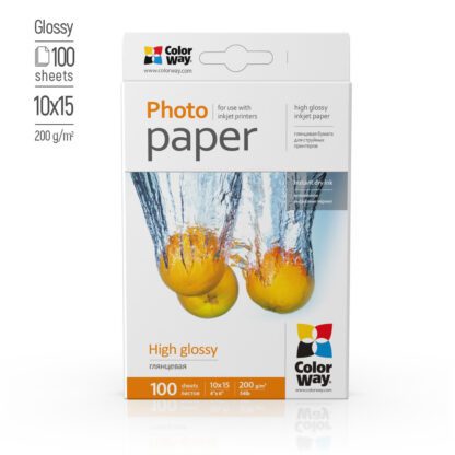 Фотопапір глянець 200г/м, 10x15 (100 арк.) ColorWay