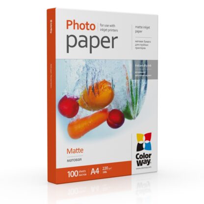 Фотопапір матовий 220г/м, A4 (100 арк) ColorWay