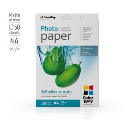 Фотопапір матовий самокл. 120/80г/м, A4 (50 арк.) ColorWay