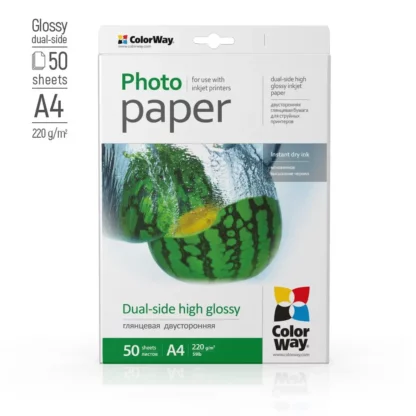 Фотопапір глянець 2-стор 220г/м, A4 (50 лист) ColorWay